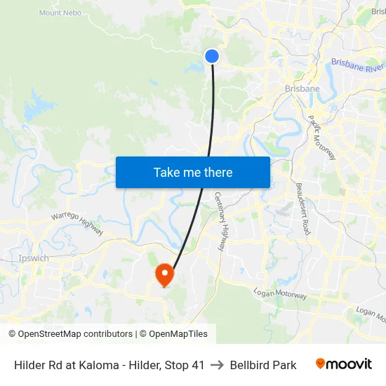 Hilder Rd at Kaloma - Hilder, Stop 41 to Bellbird Park map