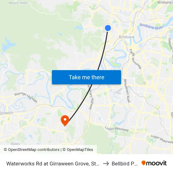 Waterworks Rd at Girraween Grove, Stop 21 to Bellbird Park map