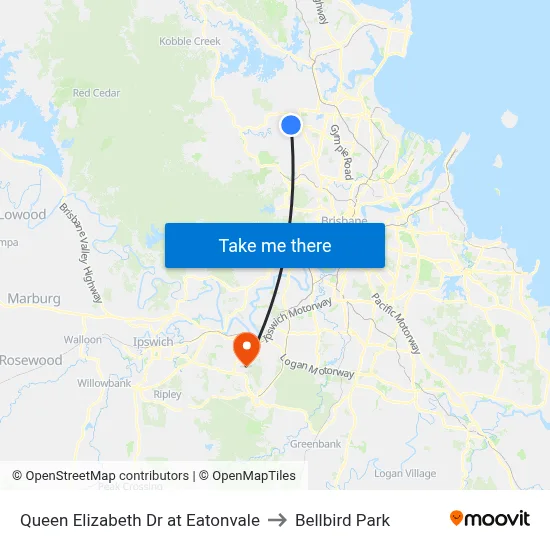 Queen Elizabeth Dr at Eatonvale to Bellbird Park map