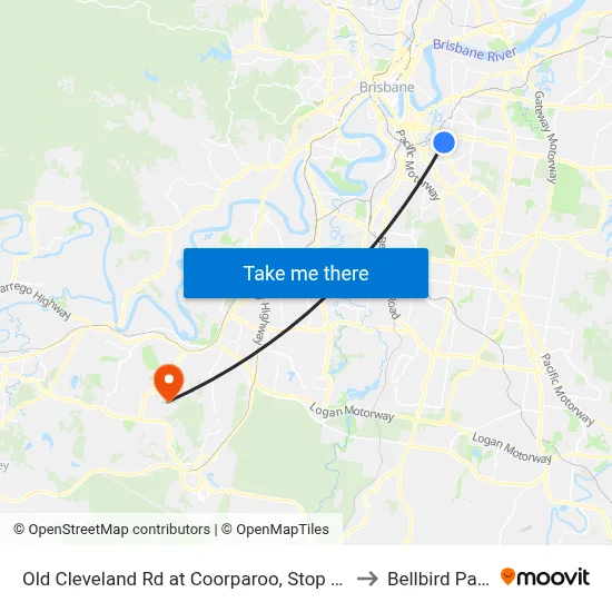 Old Cleveland Rd at Coorparoo, Stop 23 to Bellbird Park map
