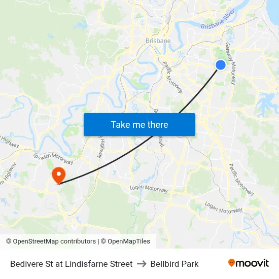 Bedivere St at Lindisfarne Street to Bellbird Park map