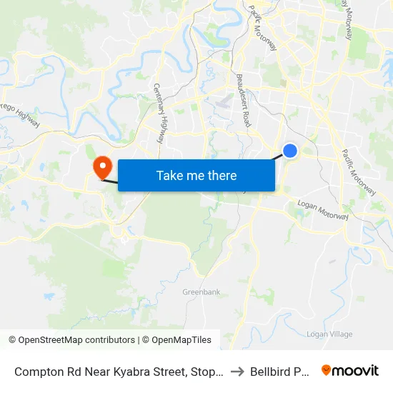 Compton Rd Near Kyabra Street, Stop 86 to Bellbird Park map
