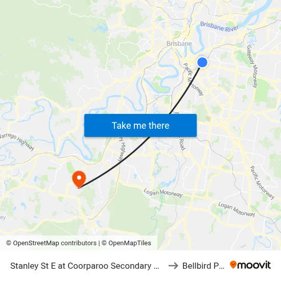 Stanley St E at Coorparoo Secondary College to Bellbird Park map
