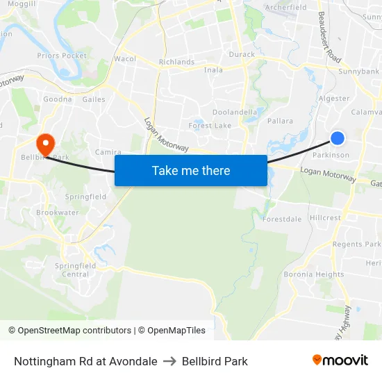 Nottingham Rd at Avondale to Bellbird Park map