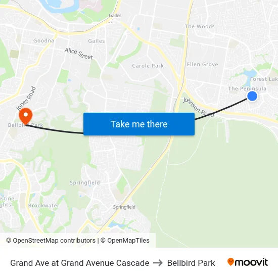 Grand Ave at Grand Avenue Cascade to Bellbird Park map