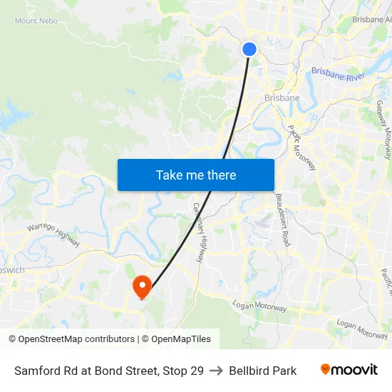 Samford Rd at Bond Street, Stop 29 to Bellbird Park map