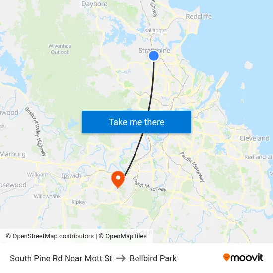 South Pine Rd Near Mott St to Bellbird Park map