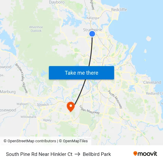 South Pine Rd Near Hinkler Ct to Bellbird Park map