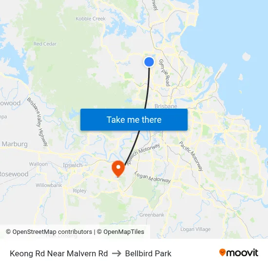 Keong Rd Near Malvern Rd to Bellbird Park map