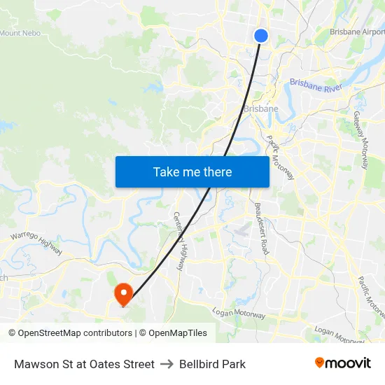 Mawson St at Oates Street to Bellbird Park map
