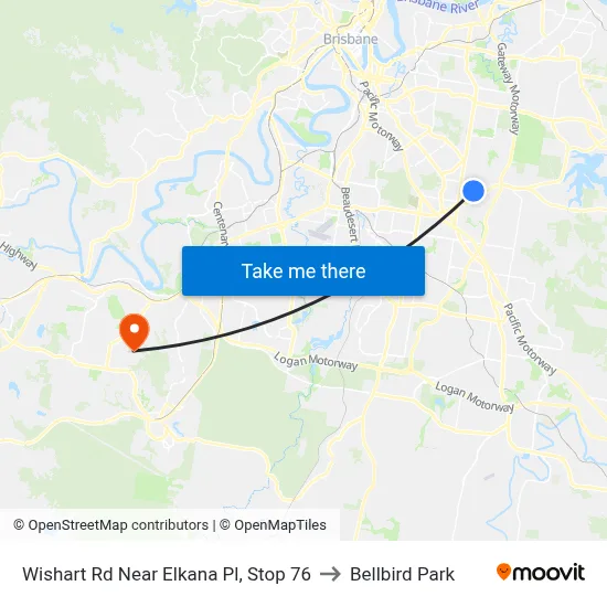 Wishart Rd Near Elkana Pl, Stop 76 to Bellbird Park map