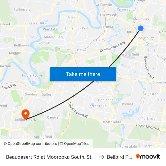 Beaudesert Rd at Moorooka South, Stop 38 to Bellbird Park map
