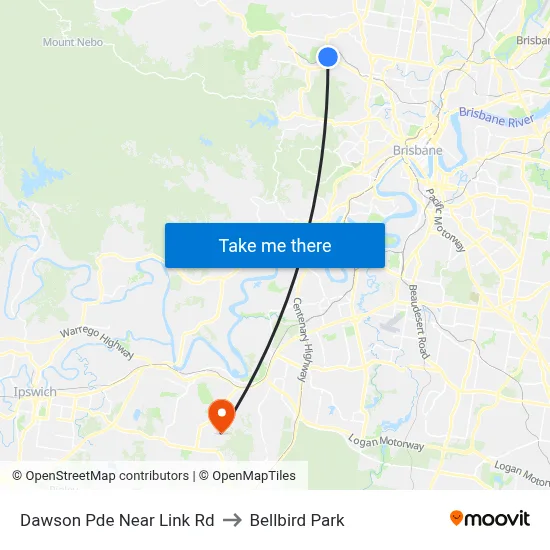 Dawson Pde Near Link Rd to Bellbird Park map