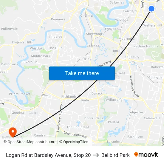 Logan Rd at Bardsley Avenue, Stop 20 to Bellbird Park map