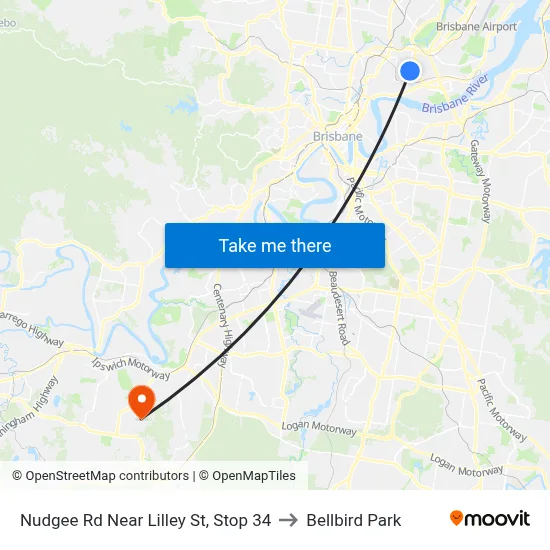 Nudgee Rd Near Lilley St, Stop 34 to Bellbird Park map