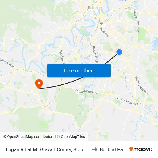 Logan Rd at Mt Gravatt Corner, Stop 44 to Bellbird Park map