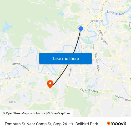 Exmouth St Near Camp St, Stop 26 to Bellbird Park map