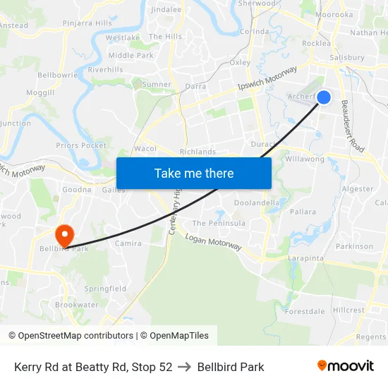 Kerry Rd at Beatty Rd, Stop 52 to Bellbird Park map