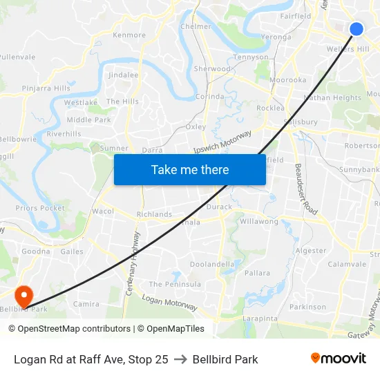 Logan Rd at Raff Ave, Stop 25 to Bellbird Park map