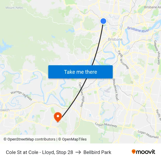 Cole St at Cole - Lloyd, Stop 28 to Bellbird Park map