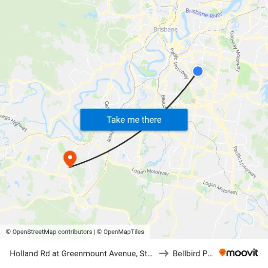 Holland Rd at Greenmount Avenue, Stop 45 to Bellbird Park map