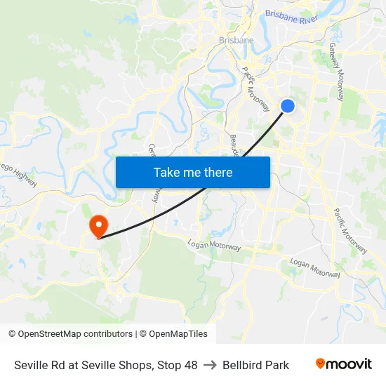 Seville Rd at Seville Shops, Stop 48 to Bellbird Park map
