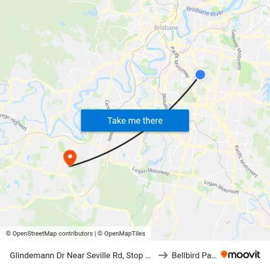 Glindemann Dr Near Seville Rd, Stop 47b to Bellbird Park map