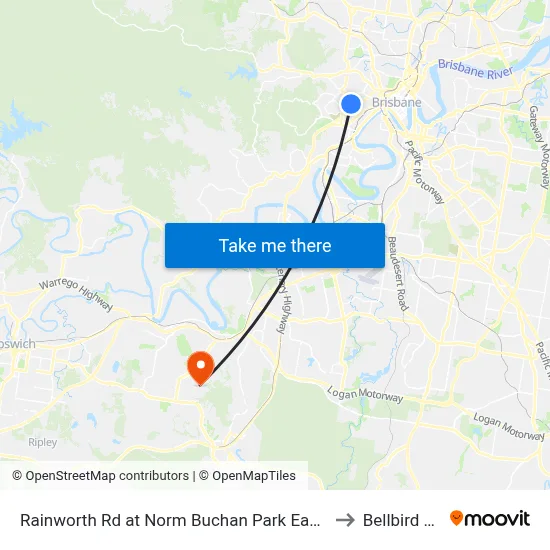 Rainworth Rd at Norm Buchan Park East, Stop 12 to Bellbird Park map