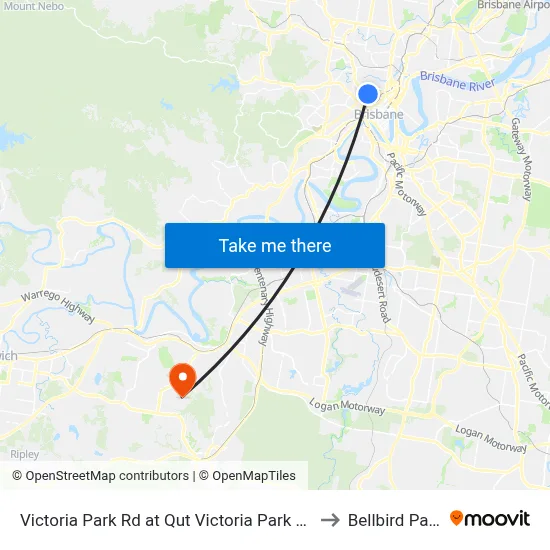 Victoria Park Rd at Qut Victoria Park Rd to Bellbird Park map