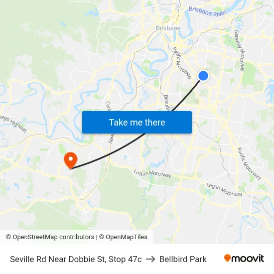 Seville Rd Near Dobbie St, Stop 47c to Bellbird Park map