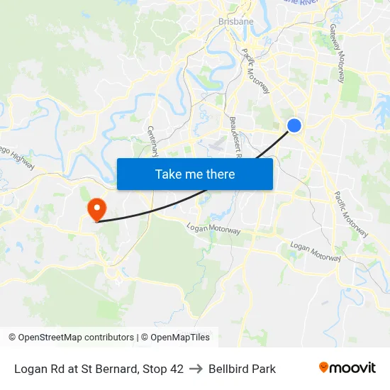 Logan Rd at St Bernard, Stop 42 to Bellbird Park map
