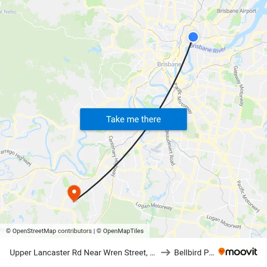 Upper Lancaster Rd Near Wren Street, Stop 25 to Bellbird Park map