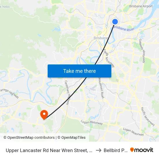 Upper Lancaster Rd Near Wren Street, Stop 25 to Bellbird Park map