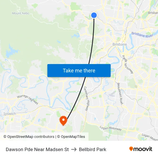 Dawson Pde Near Madsen St to Bellbird Park map