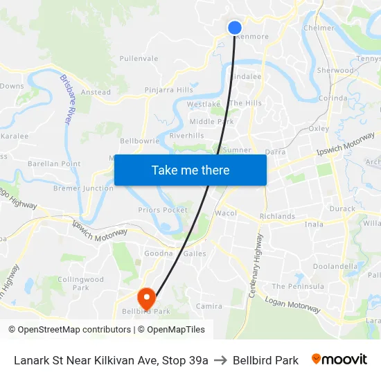 Lanark St Near Kilkivan Ave, Stop 39a to Bellbird Park map