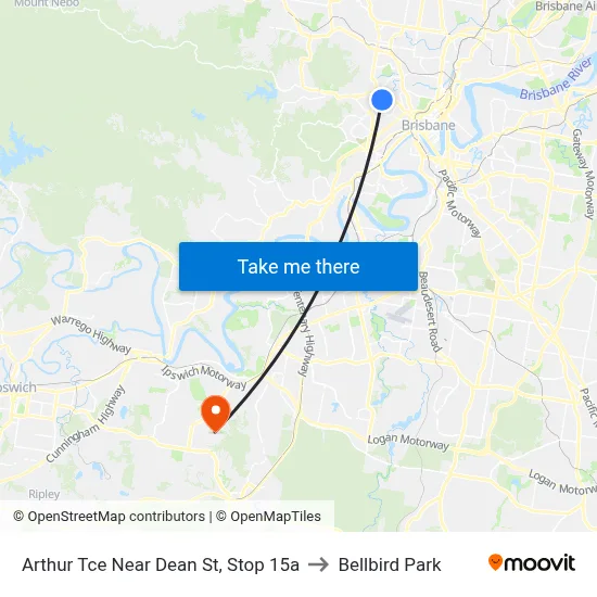 Arthur Tce Near Dean St, Stop 15a to Bellbird Park map