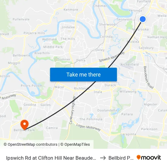 Ipswich Rd at Clifton Hill Near Beaudesert Rd to Bellbird Park map
