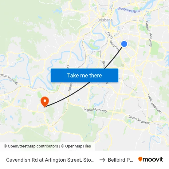 Cavendish Rd at Arlington Street, Stop 37 to Bellbird Park map