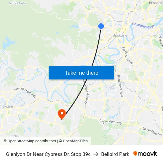 Glenlyon Dr Near Cypress Dr, Stop 39c to Bellbird Park map