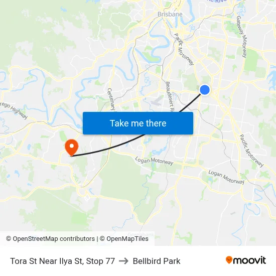 Tora St Near Ilya St, Stop 77 to Bellbird Park map