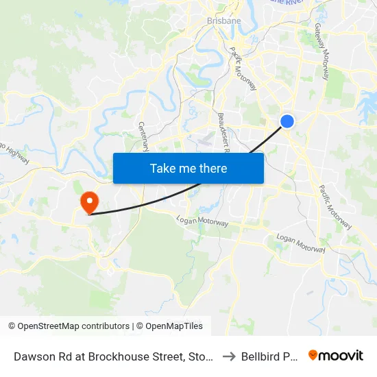 Dawson Rd at Brockhouse Street, Stop 77 to Bellbird Park map