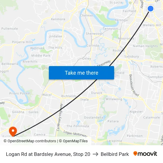 Logan Rd at Bardsley Avenue, Stop 20 to Bellbird Park map