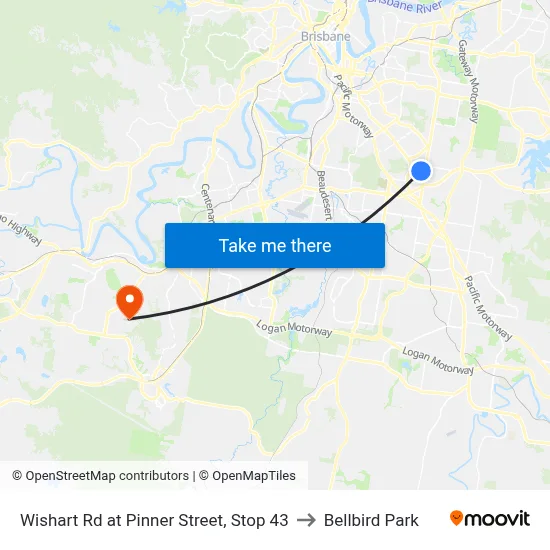 Wishart Rd at Pinner Street, Stop 43 to Bellbird Park map