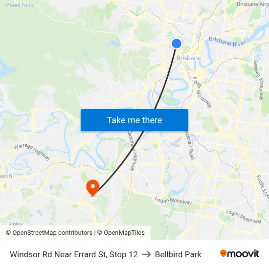 Windsor Rd Near Errard St, Stop 12 to Bellbird Park map