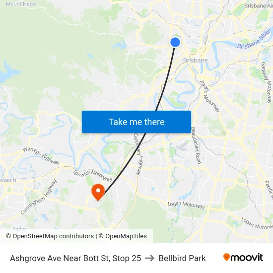 Ashgrove Ave Near Bott St, Stop 25 to Bellbird Park map