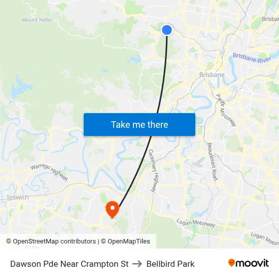 Dawson Pde Near Crampton St to Bellbird Park map