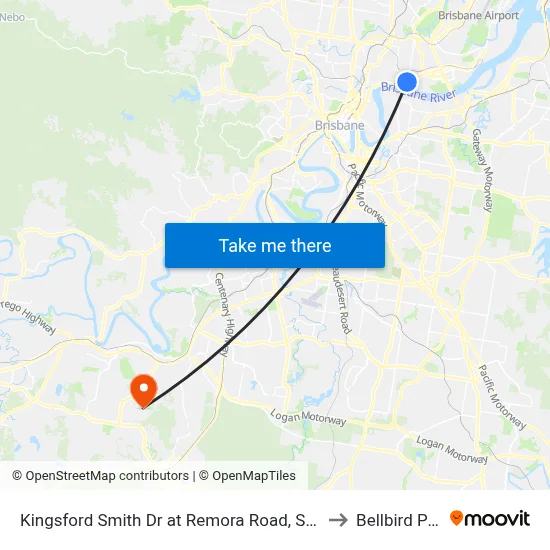 Kingsford Smith Dr at Remora Road, Stop 29 to Bellbird Park map