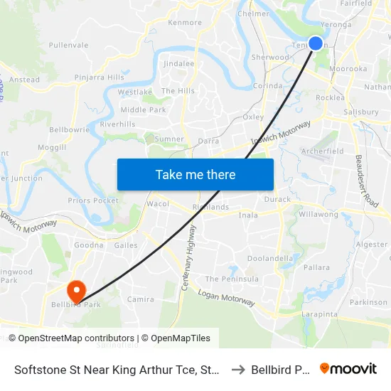 Softstone St Near King Arthur Tce, Stop 38 to Bellbird Park map