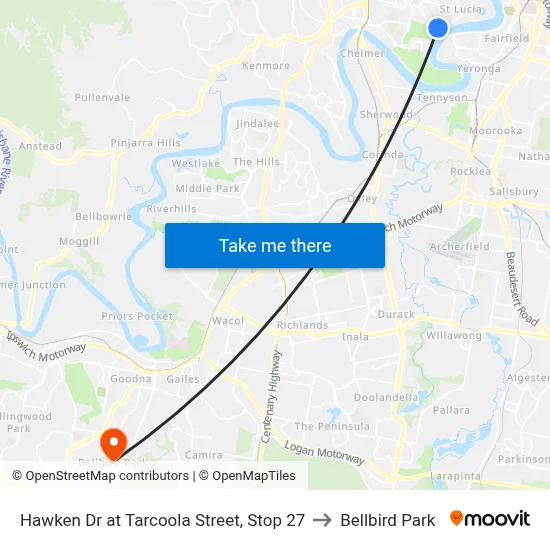 Hawken Dr at Tarcoola Street, Stop 27 to Bellbird Park map
