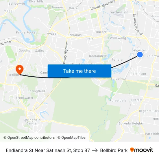 Endiandra St Near Satinash St, Stop 87 to Bellbird Park map